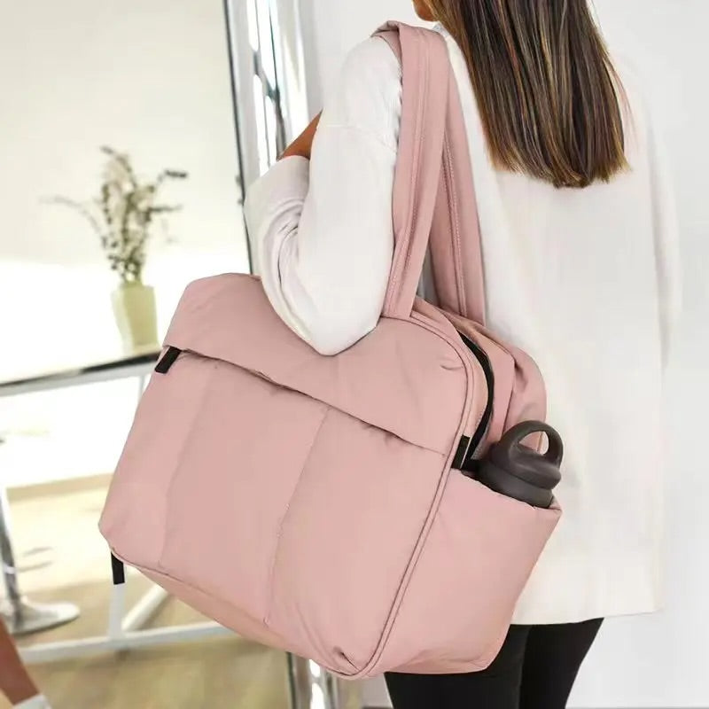 Bolso De Lona Acolchado Con Compartimento Para Zapatos