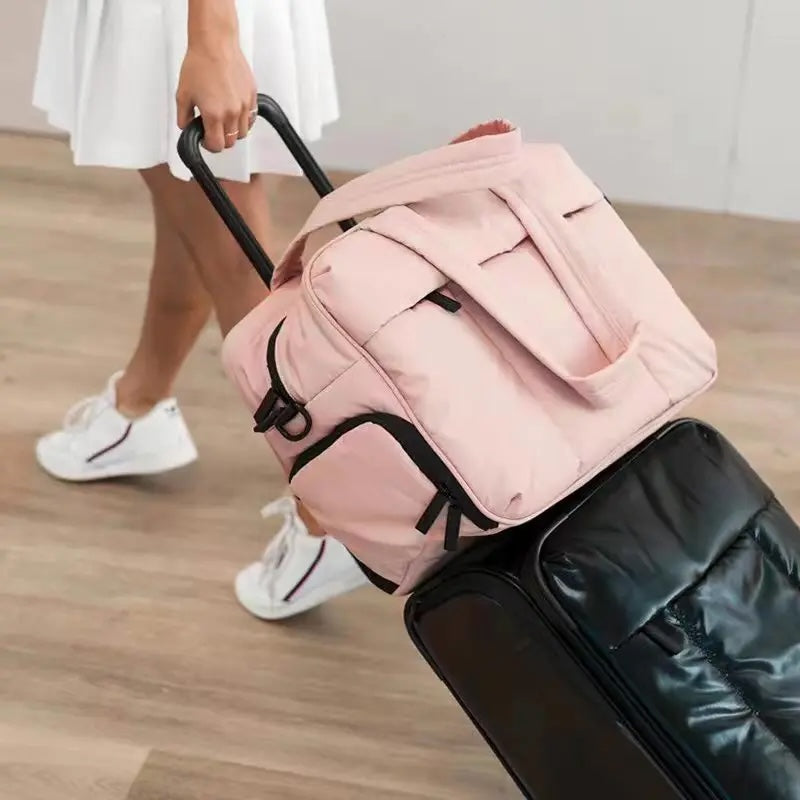 Bolso De Lona Acolchado Con Compartimento Para Zapatos