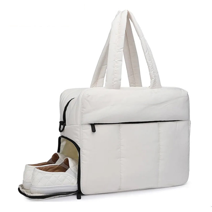 Bolso De Lona Acolchado Con Compartimento Para Zapatos