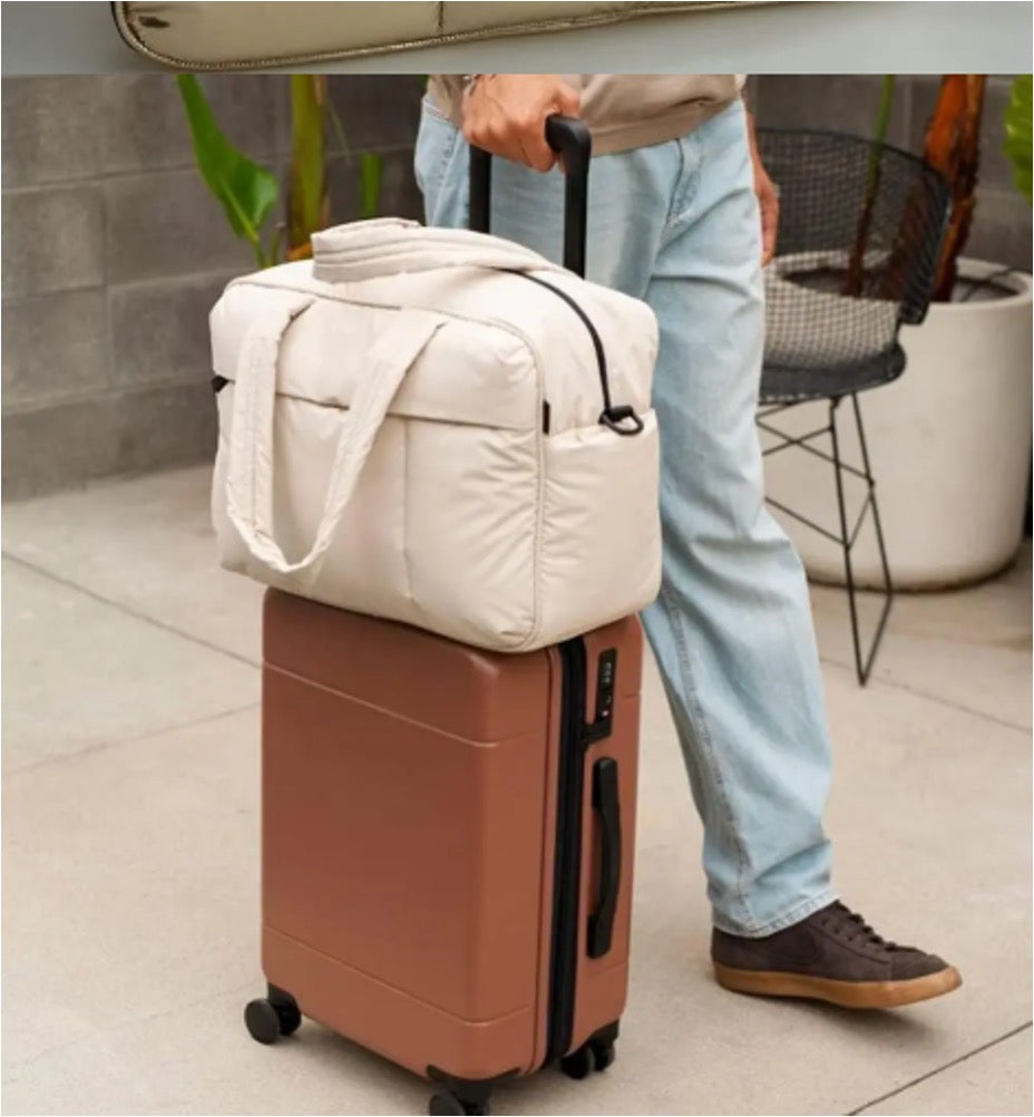 Bolso De Lona Acolchado Con Compartimento Para Zapatos