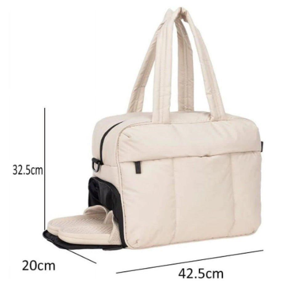 Bolso De Lona Acolchado Con Compartimento Para Zapatos