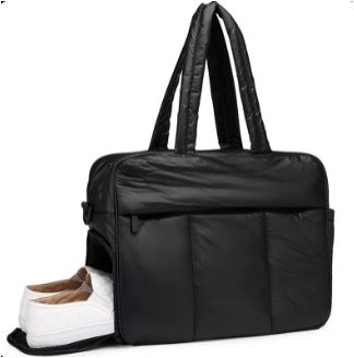 Bolso De Lona Acolchado Con Compartimento Para Zapatos