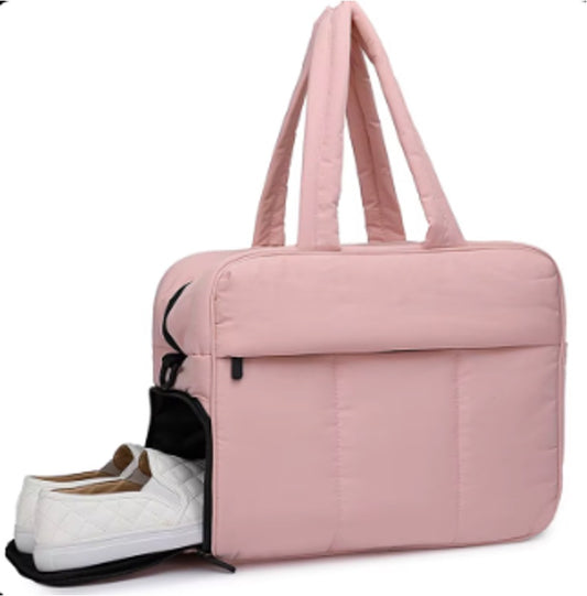 Bolso De Lona Acolchado Con Compartimento Para Zapatos