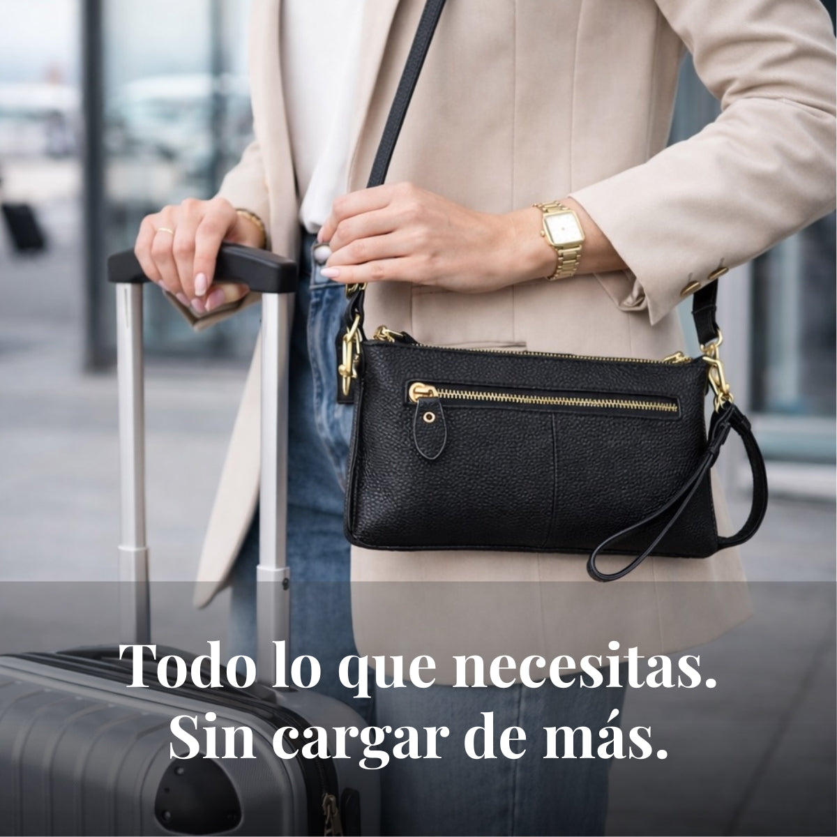 Cartera Bandolera Para Mujer De Cuero Pequeña Rectangular