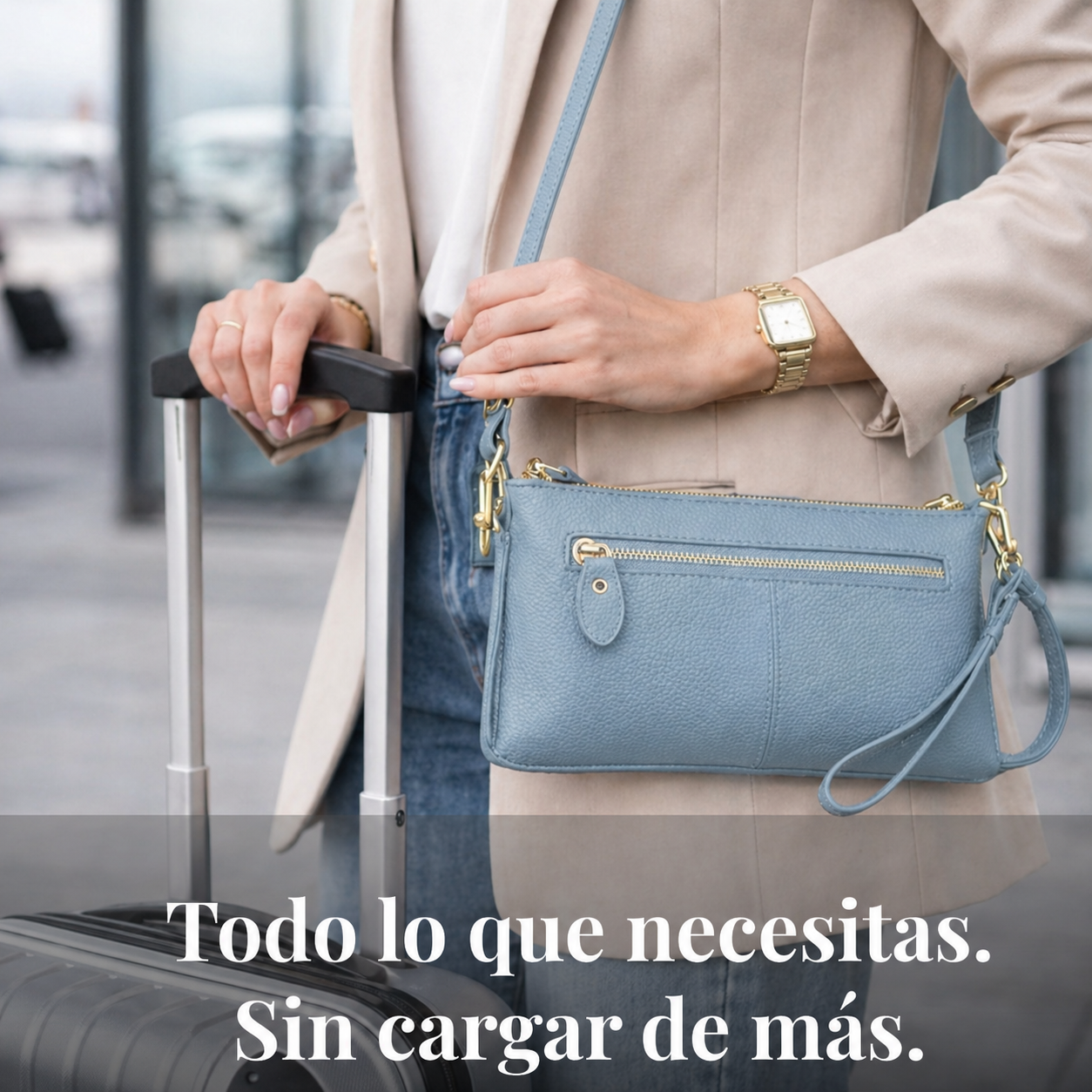 Cartera Bandolera Para Mujer De Cuero Pequeña Rectangular