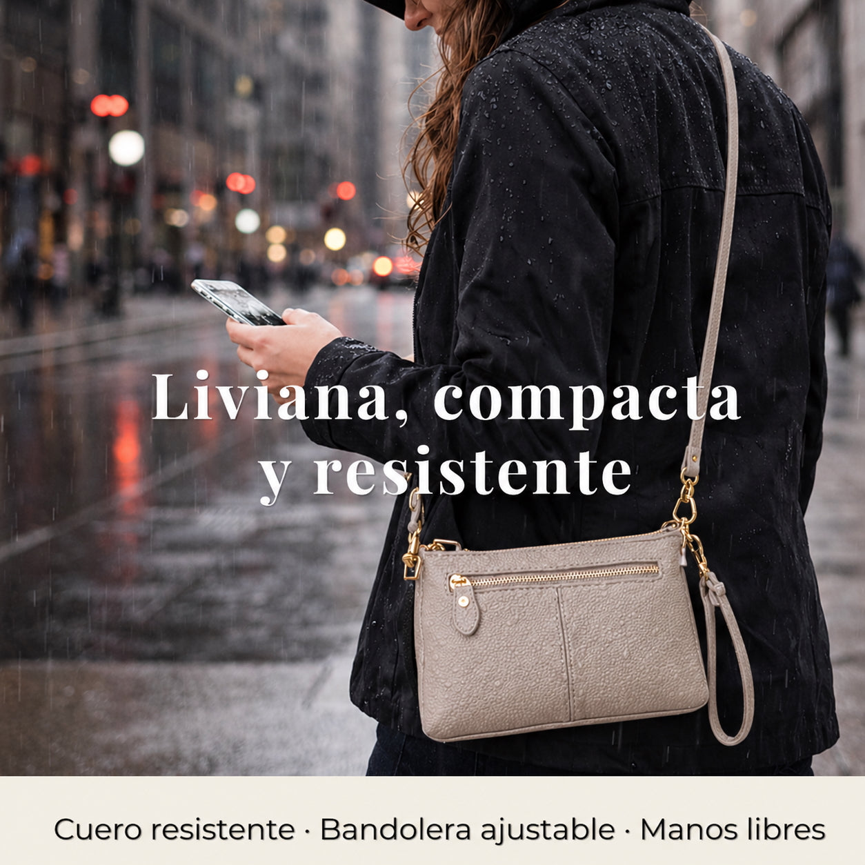 Cartera Bandolera Para Mujer De Cuero Pequeña Rectangular