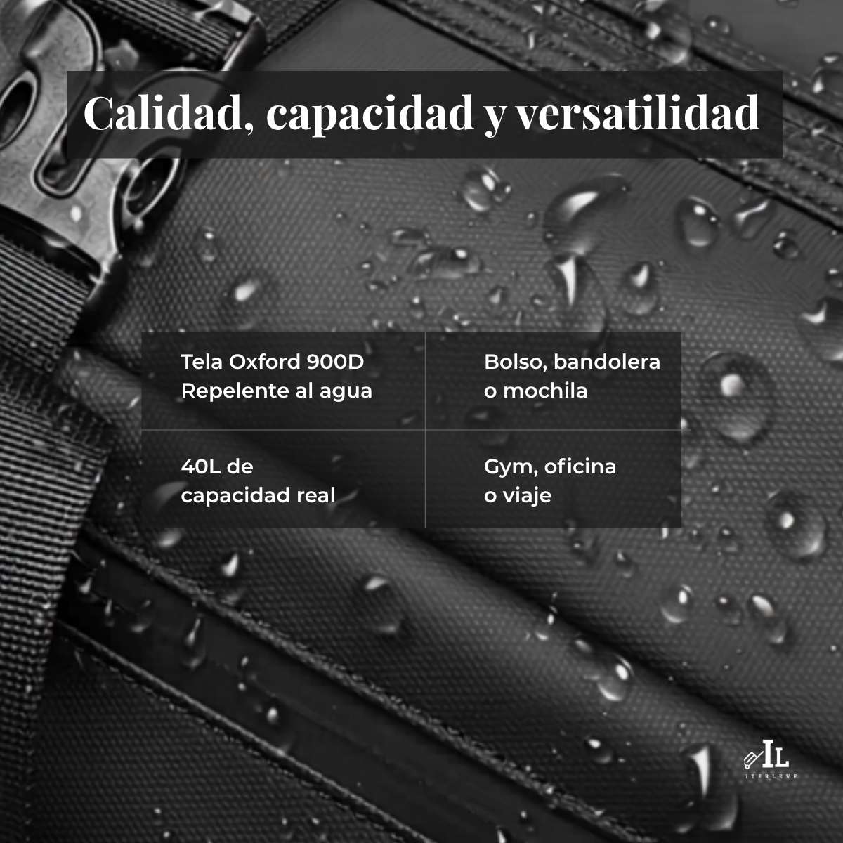 Bolso Deportivo Viaje Capacidad 40l Gym Oficina Impermeable
