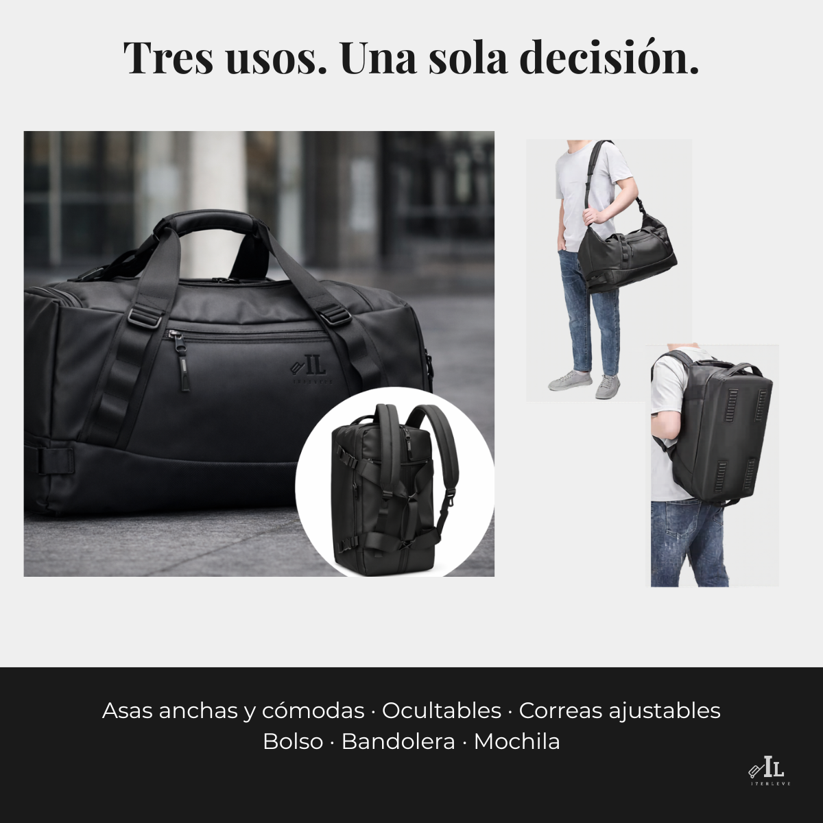 Bolso Deportivo Viaje Capacidad 40l Gym Oficina Impermeable