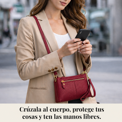 Cartera Bandolera Para Mujer De Cuero Pequeña Rectangular