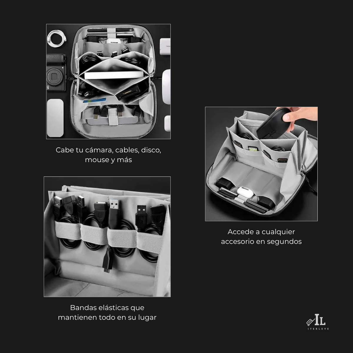 Estuche Organizador Bolso Porta Cables Para Viajes Capacidad