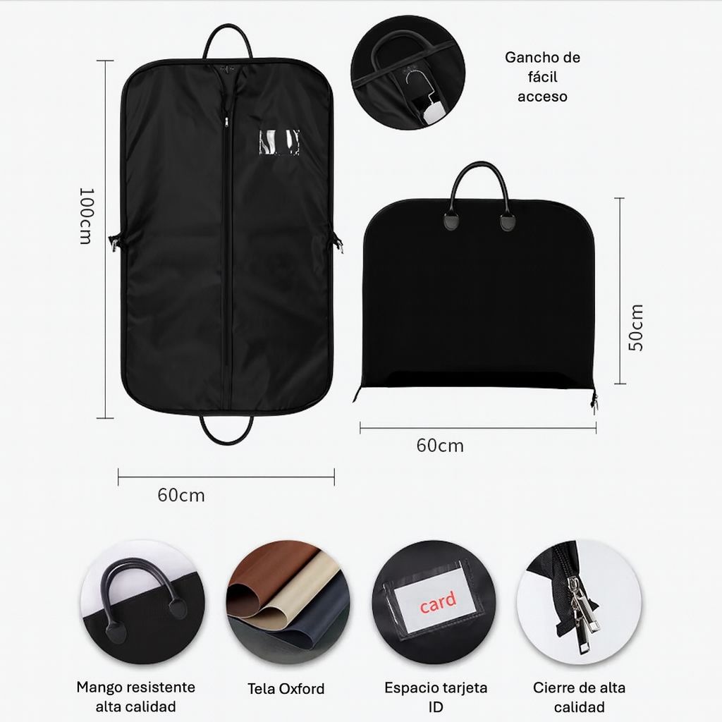 Bolsa Portatraje Oxford Impermeable Plegable 100x60 Cm