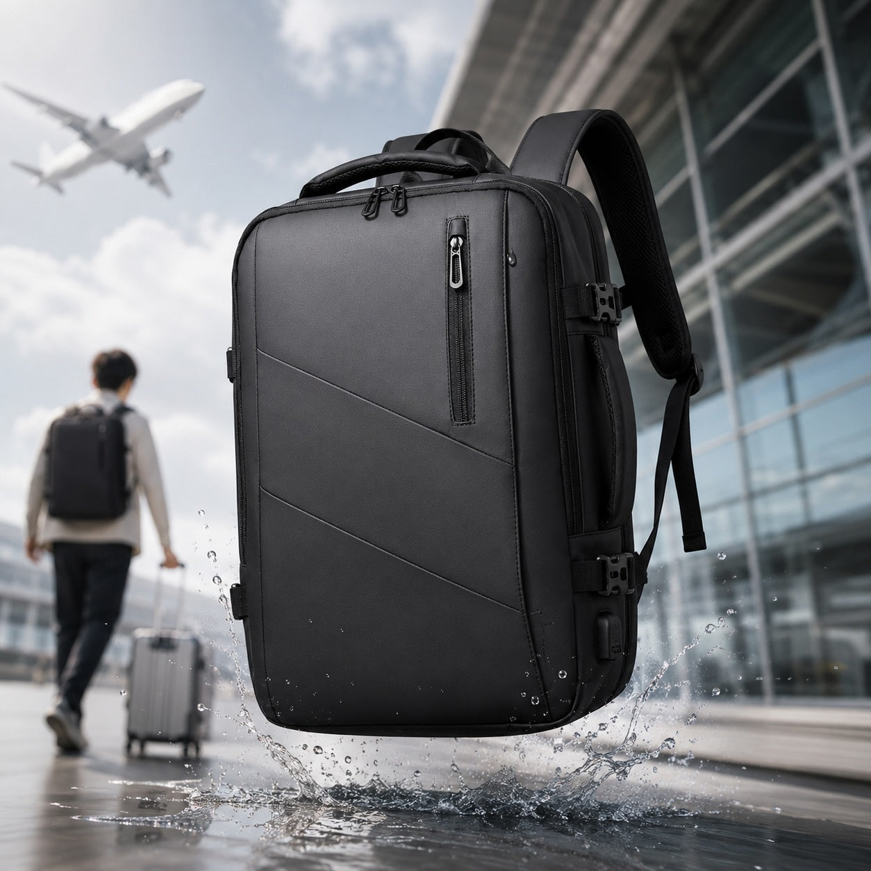 Mochila Viaje en Cabina para Laptop Carry On Expandible USB – Gran Capacidad 26-42L