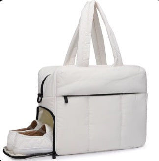 Bolso De Lona Acolchado Con Compartimento Para Zapatos